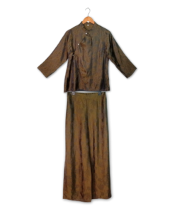 Bộ lụa cúc chéo màu rêu